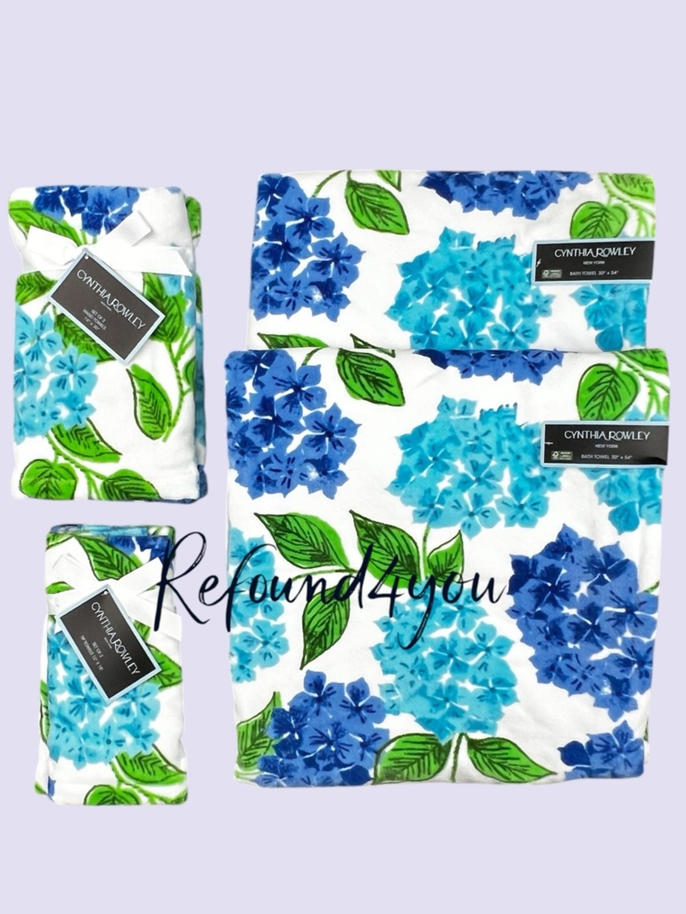 Cynthia Rowley - ‘Hydrangea’ bath towel set. NWT